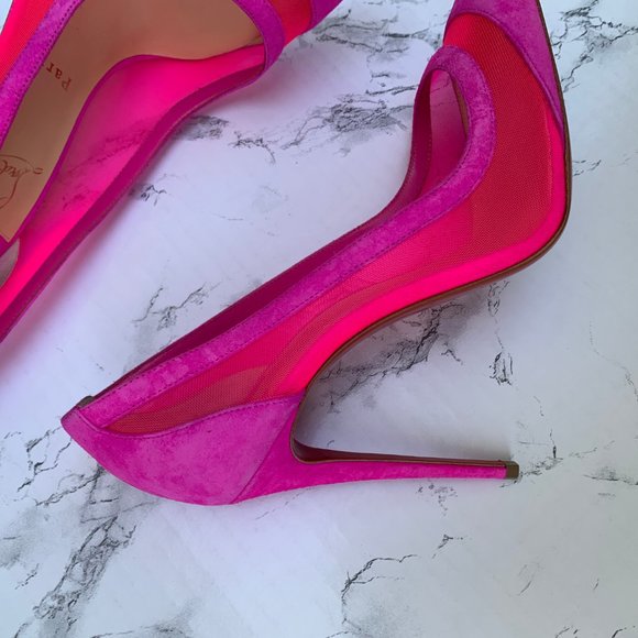 ❌SOLD❌Christian Louboutin Galativi Neon Suede Mesh - Picture 6 of 13